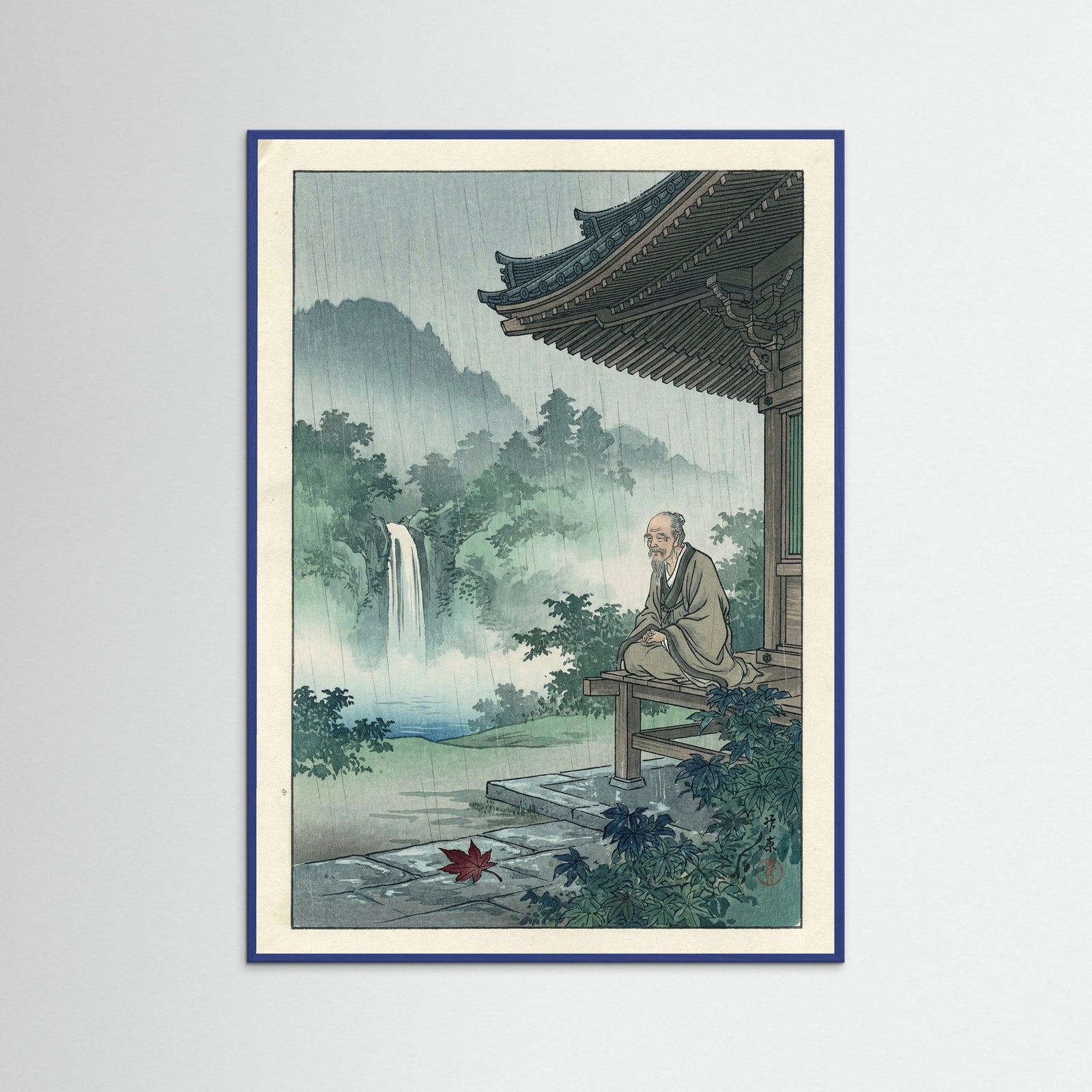 Blue Wood Rainy Promenade