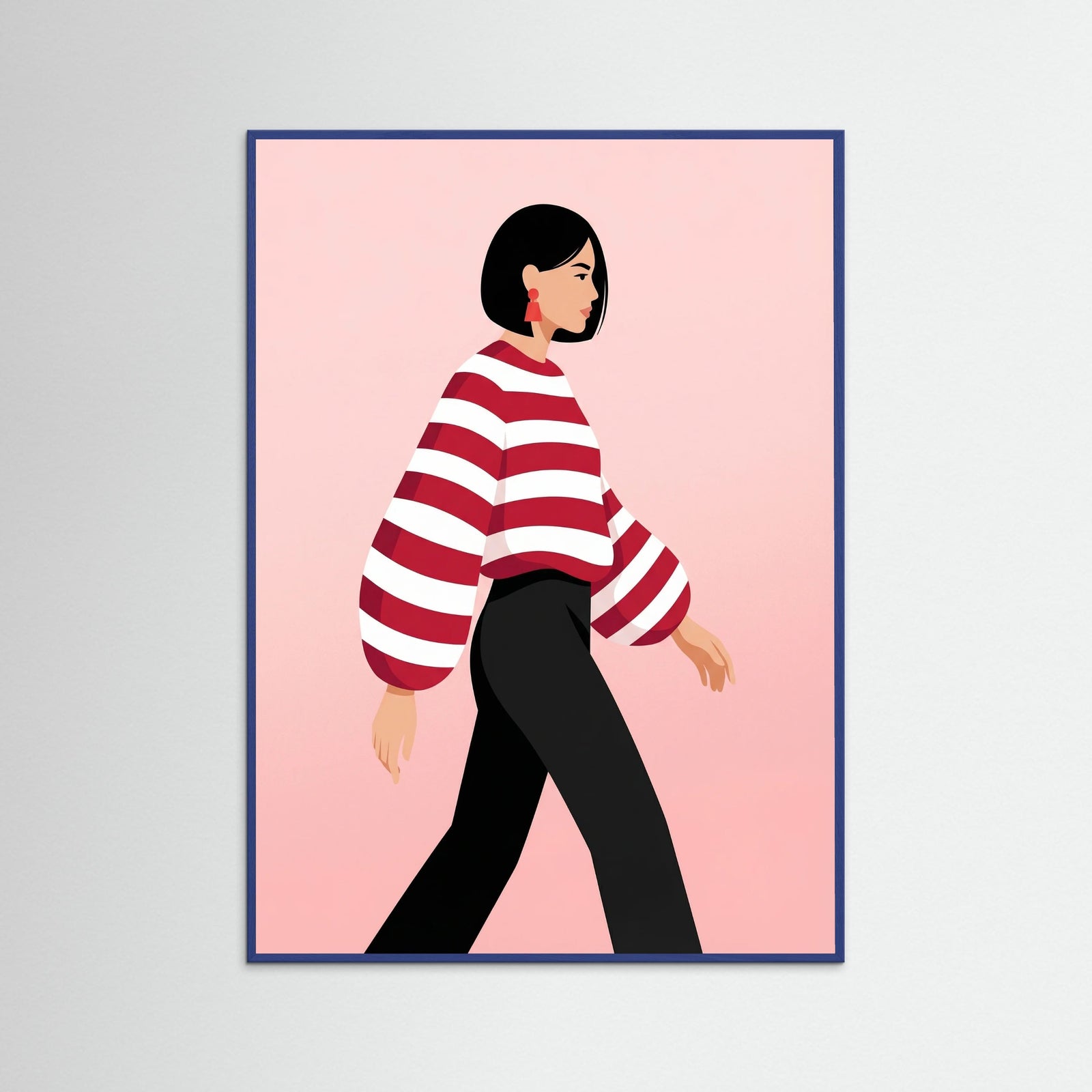 Blue Wood Red Stripes Sway