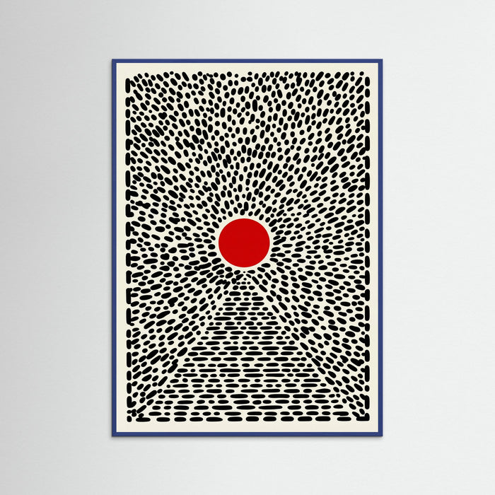 Blue Wood Red Sun Burst