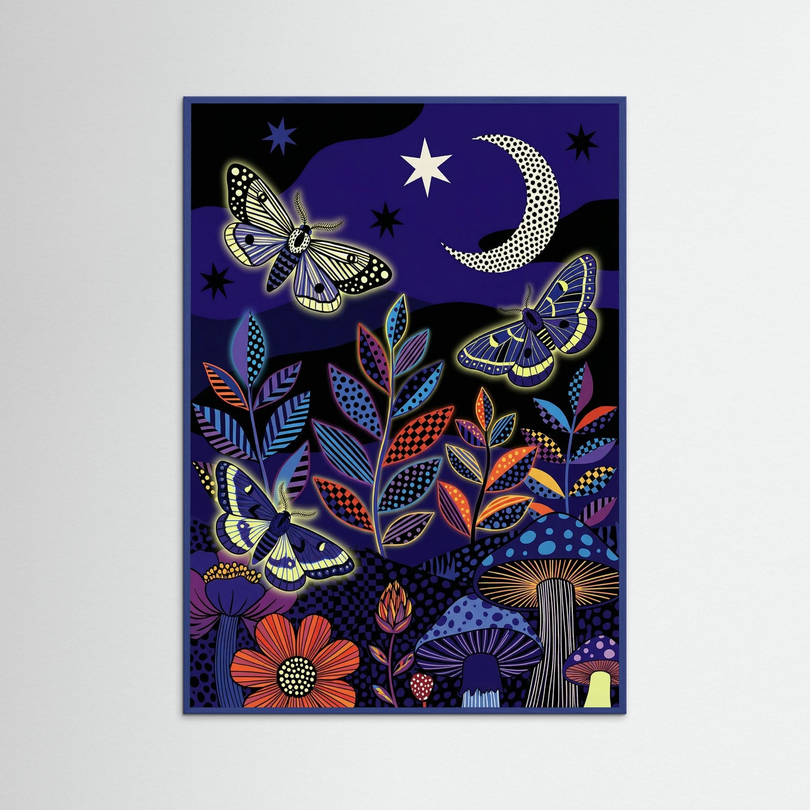 Blue Wood Retro Bloom Fantasia