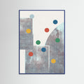 Blue Wood Retro Dots No.1 Poster