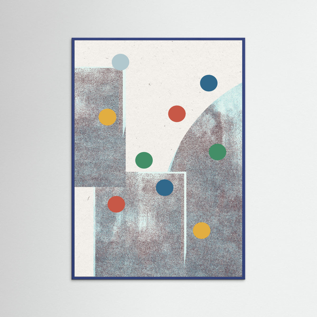 Blue Wood Retro Dots No.1 Poster