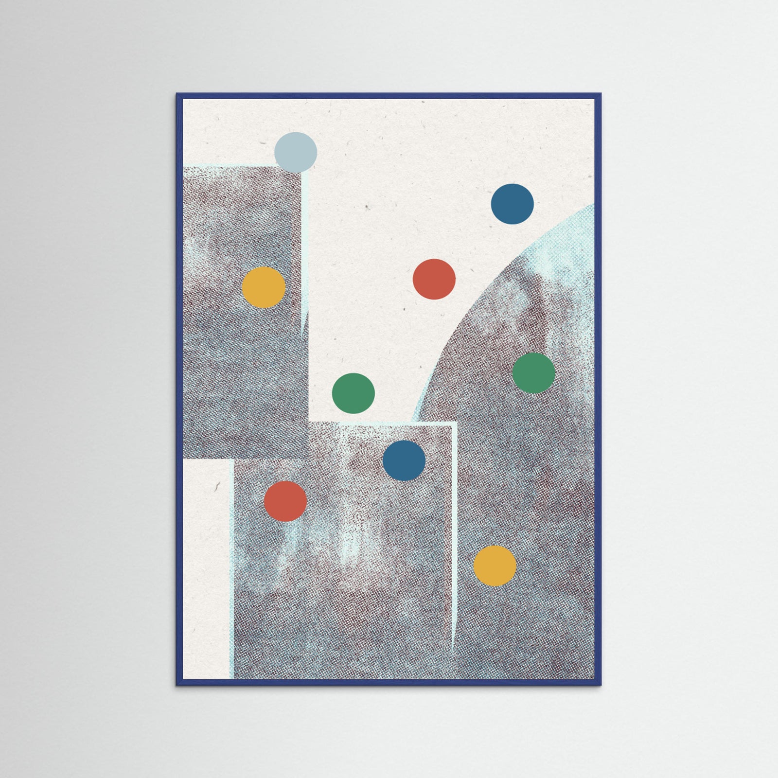 Blue Wood Retro Dots No.1 Poster