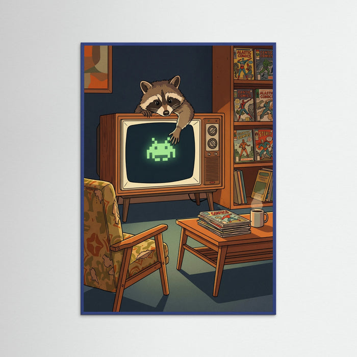 Blue Wood Retro Gaming Cat