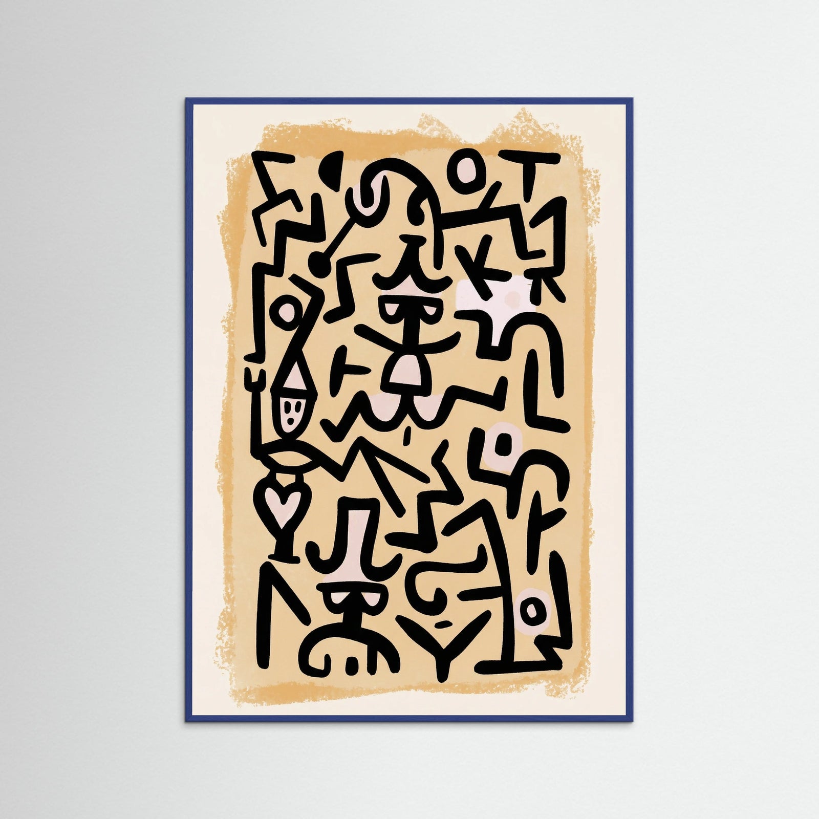 Blue Wood Rhythmic Abstract Figures