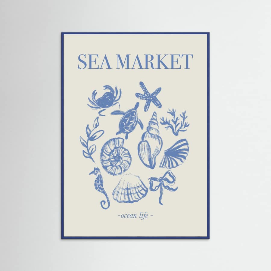 Sea Market Blue Artprint Poster – plakat og kunsttryk