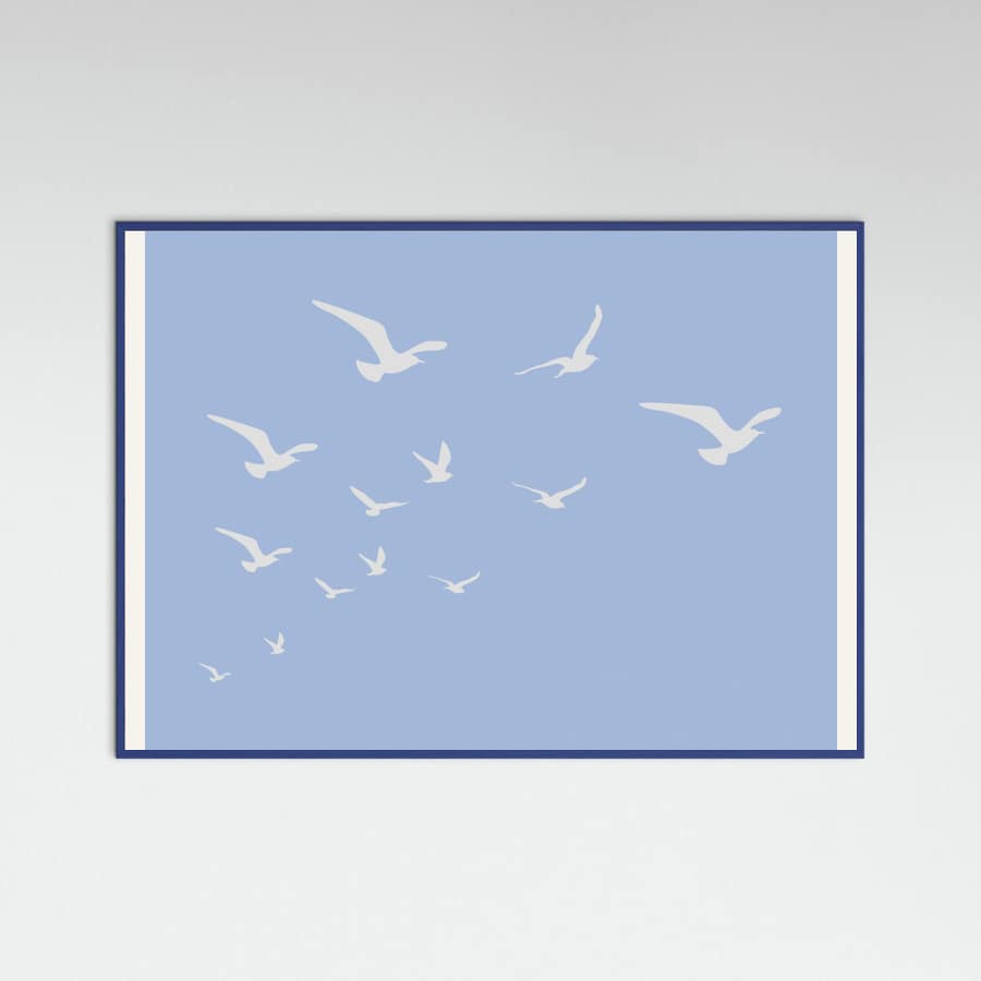 Seagulls Blue Background Poster – plakat og kunsttryk