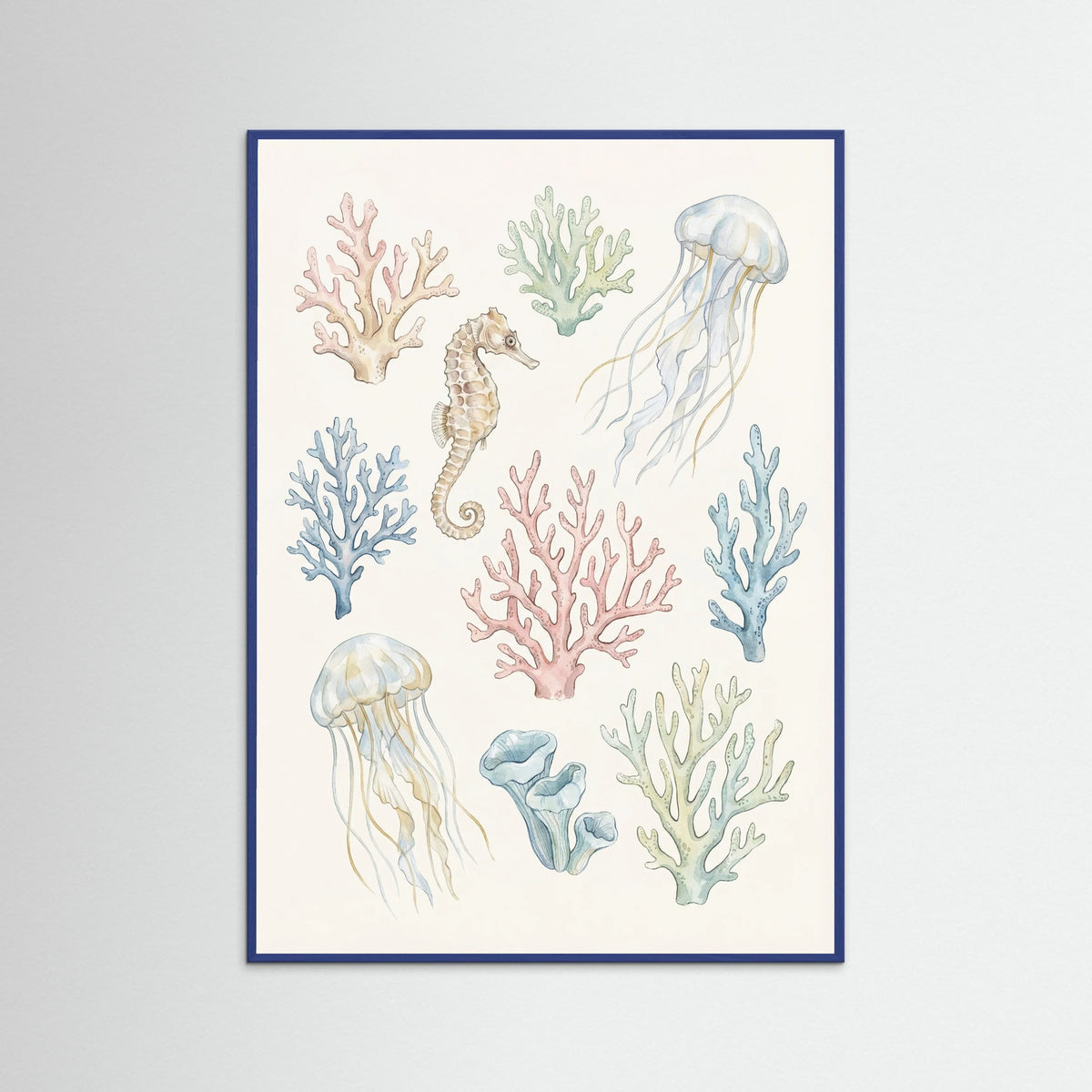 Blue Wood Seashell Serenity