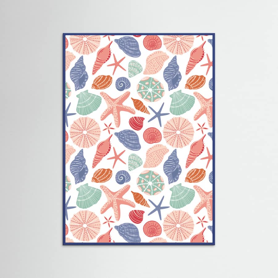 Seashells and Starfish - White Poster – poster and art print