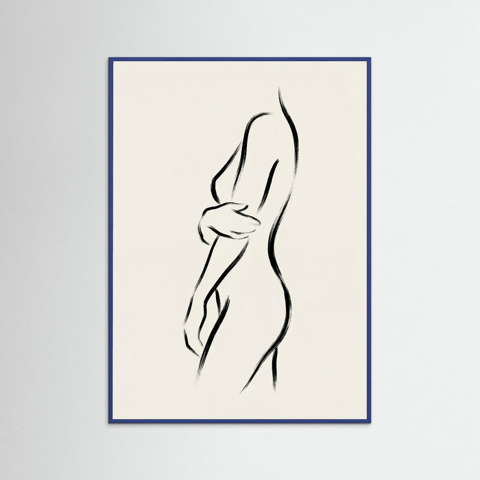 Blue Wood Seated Silhouette