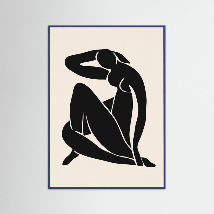 Blue Wood Seated Silhouette
