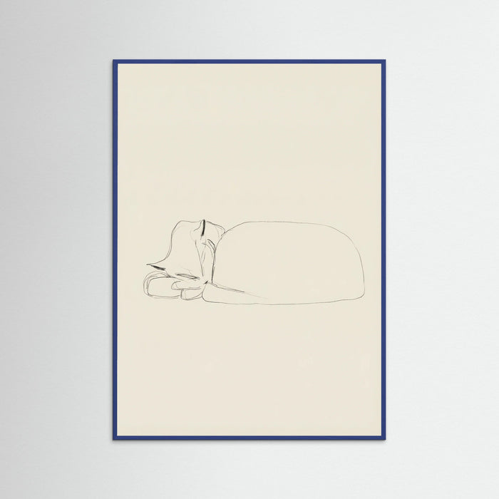 Blue Wood Slumbering Feline Grace