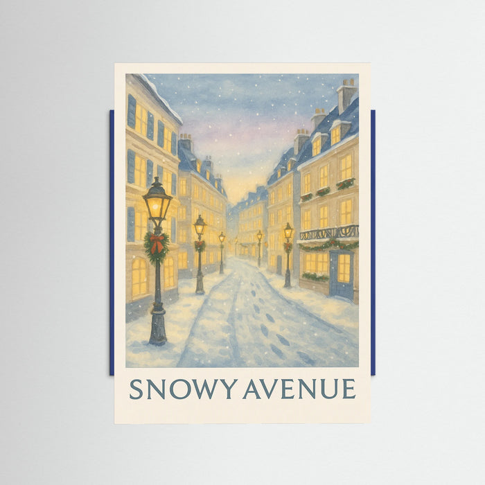 Blue Wood Snowy Avenue