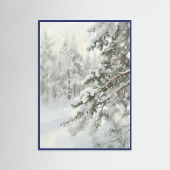 Blue Wood Snowy Pinecones