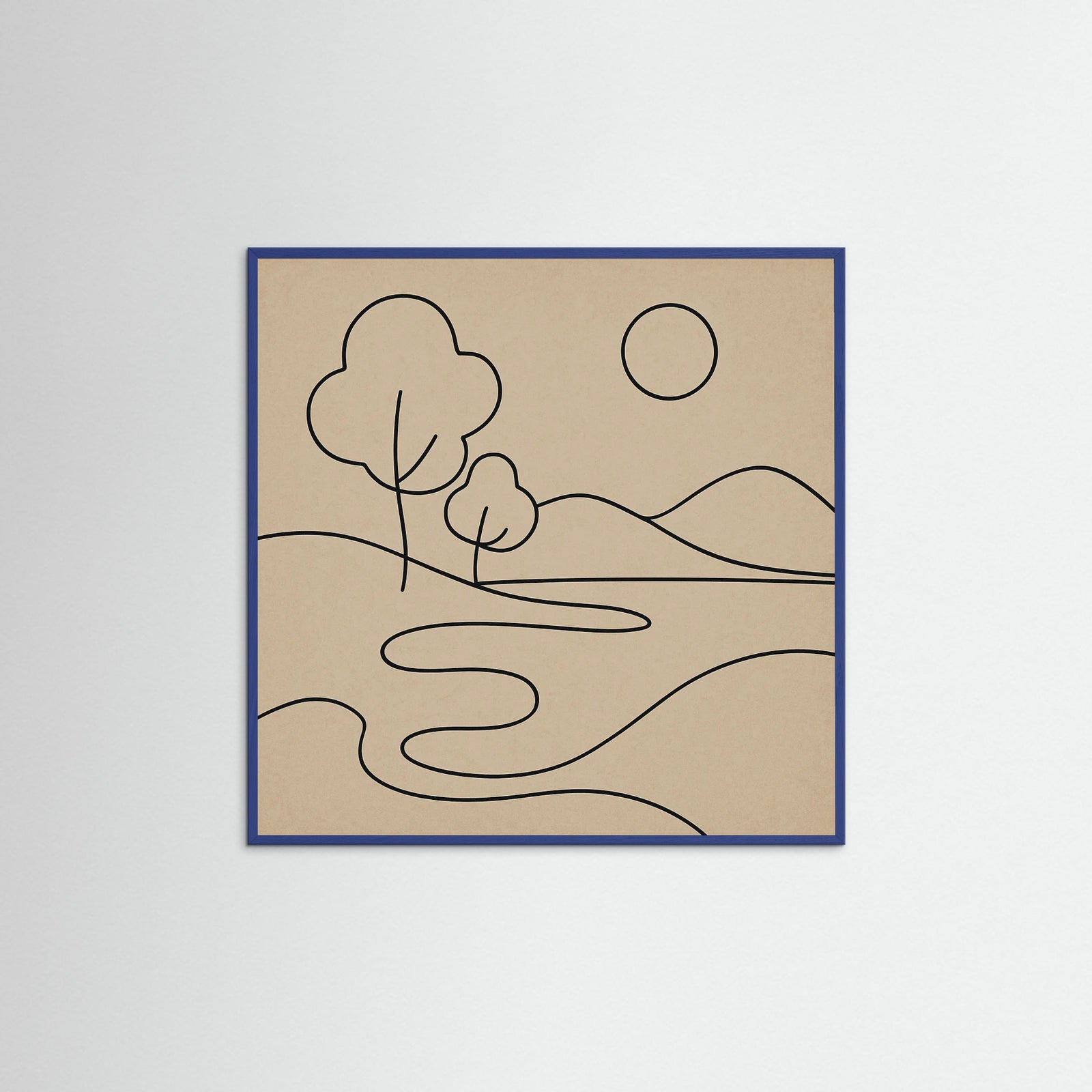 Blue Wood Square Abstract Embrace