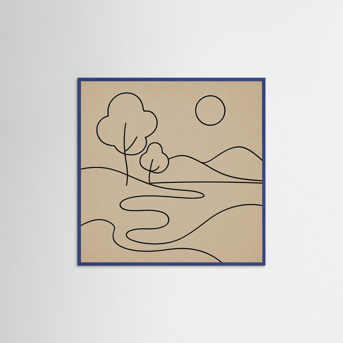 Blue Wood Square Abstract Embrace