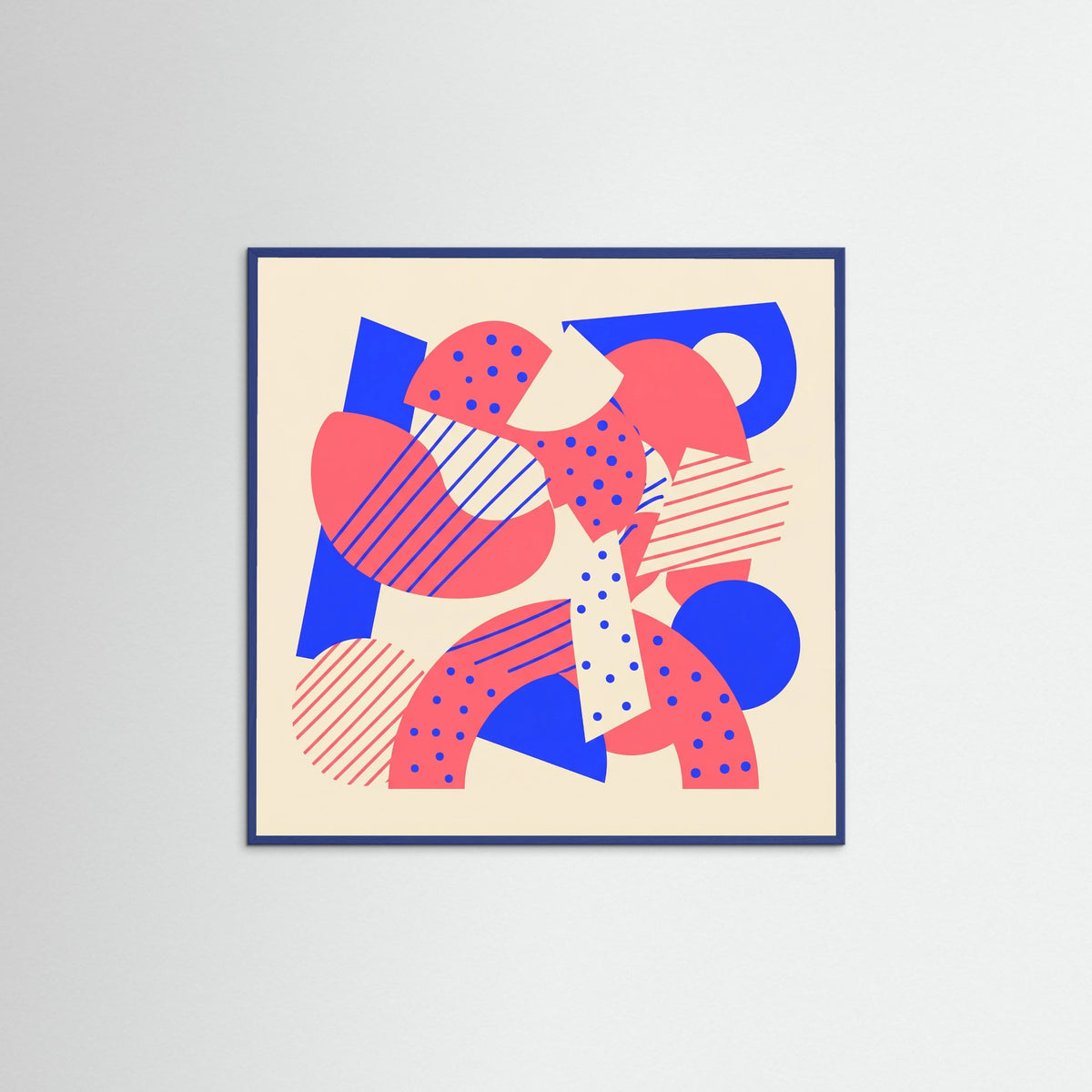 Blue Wood Square Abstract Playfulness