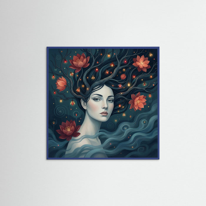Blue Wood Square Aquatic Serenity