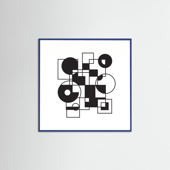 Blue Wood Square Art Print Beige