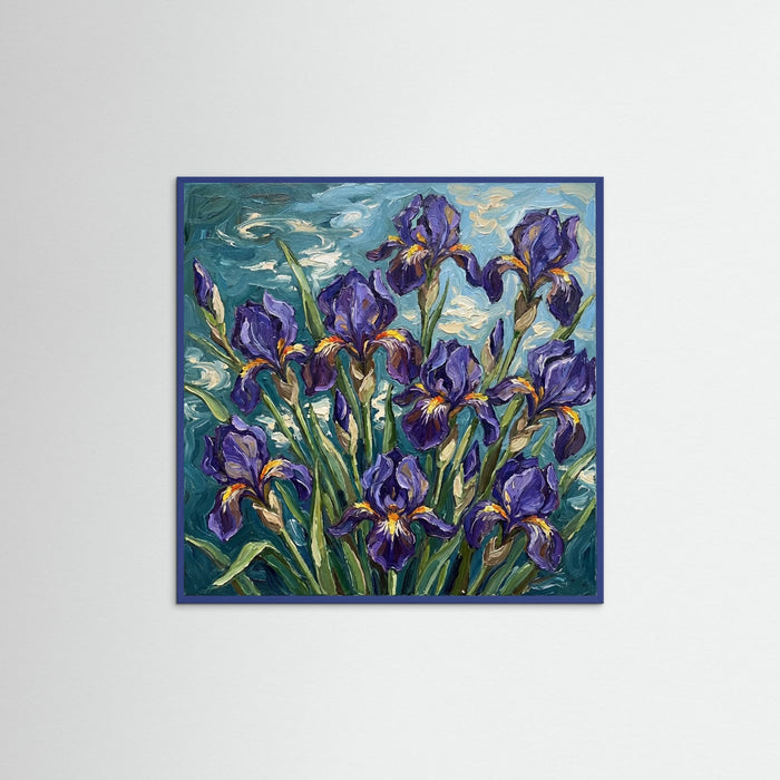 Blue Wood Square Blooming Serenity