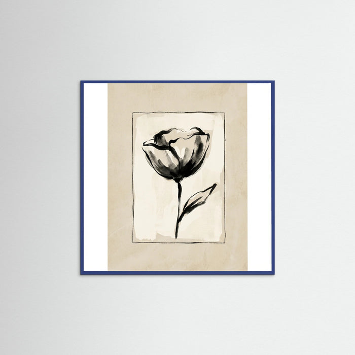 Blue Wood Square Botanical Sketch