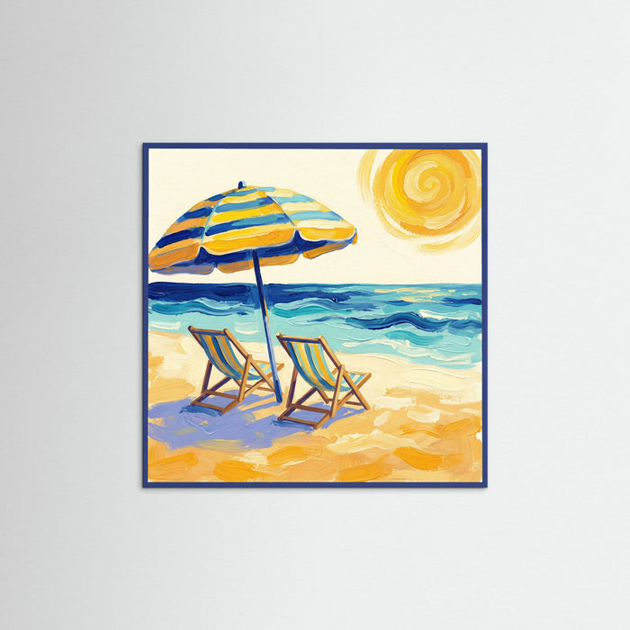 Blue Wood Square Coastal Serenity