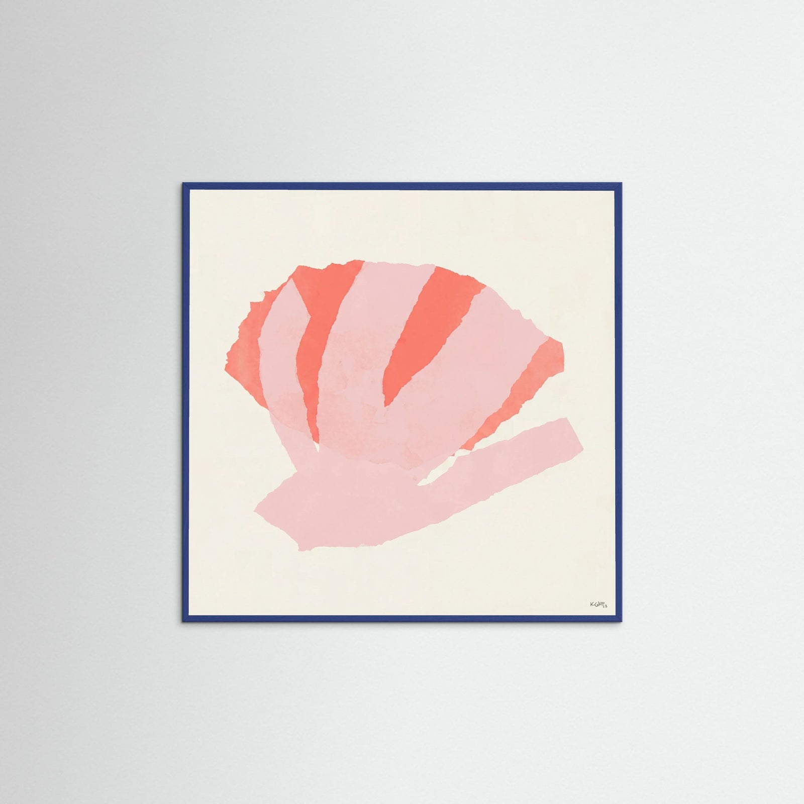 Blue Wood Square Coral Bloom