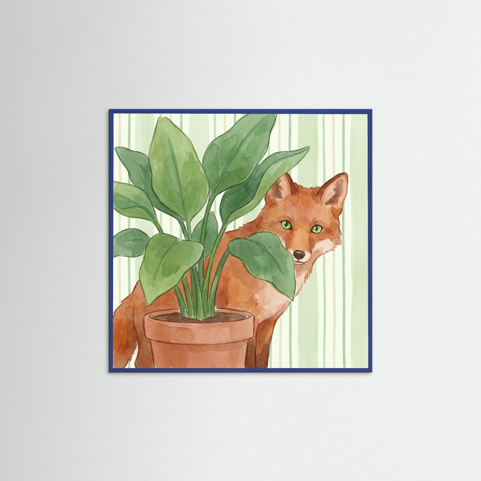 Blue Wood Square Cozy Cat Peek