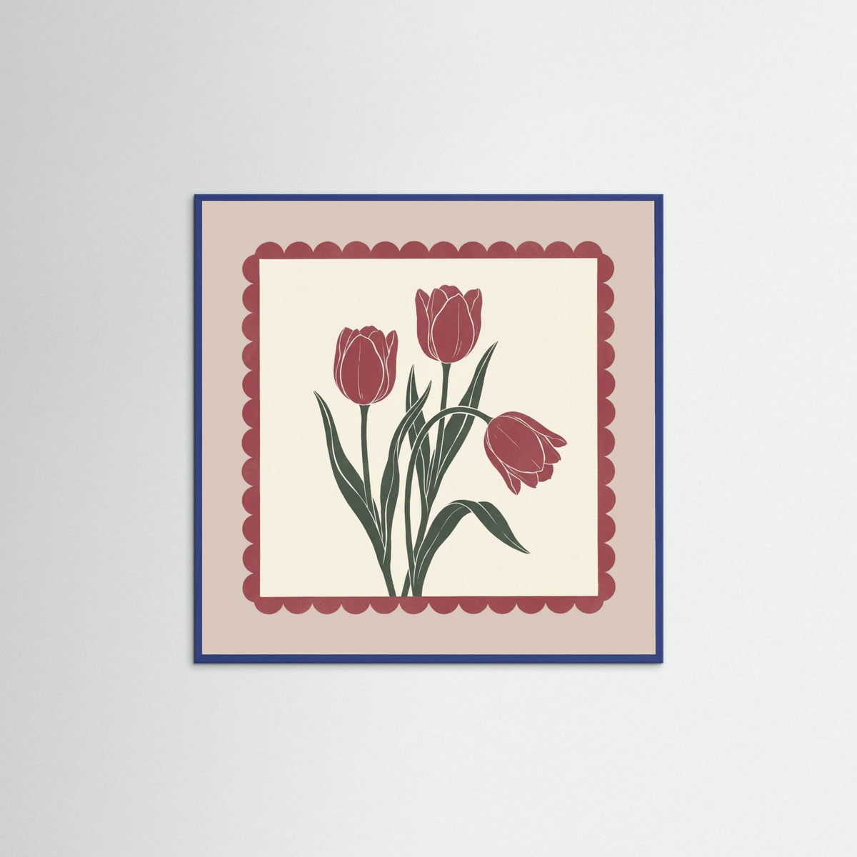 Blue Wood Square Crimson Bloom