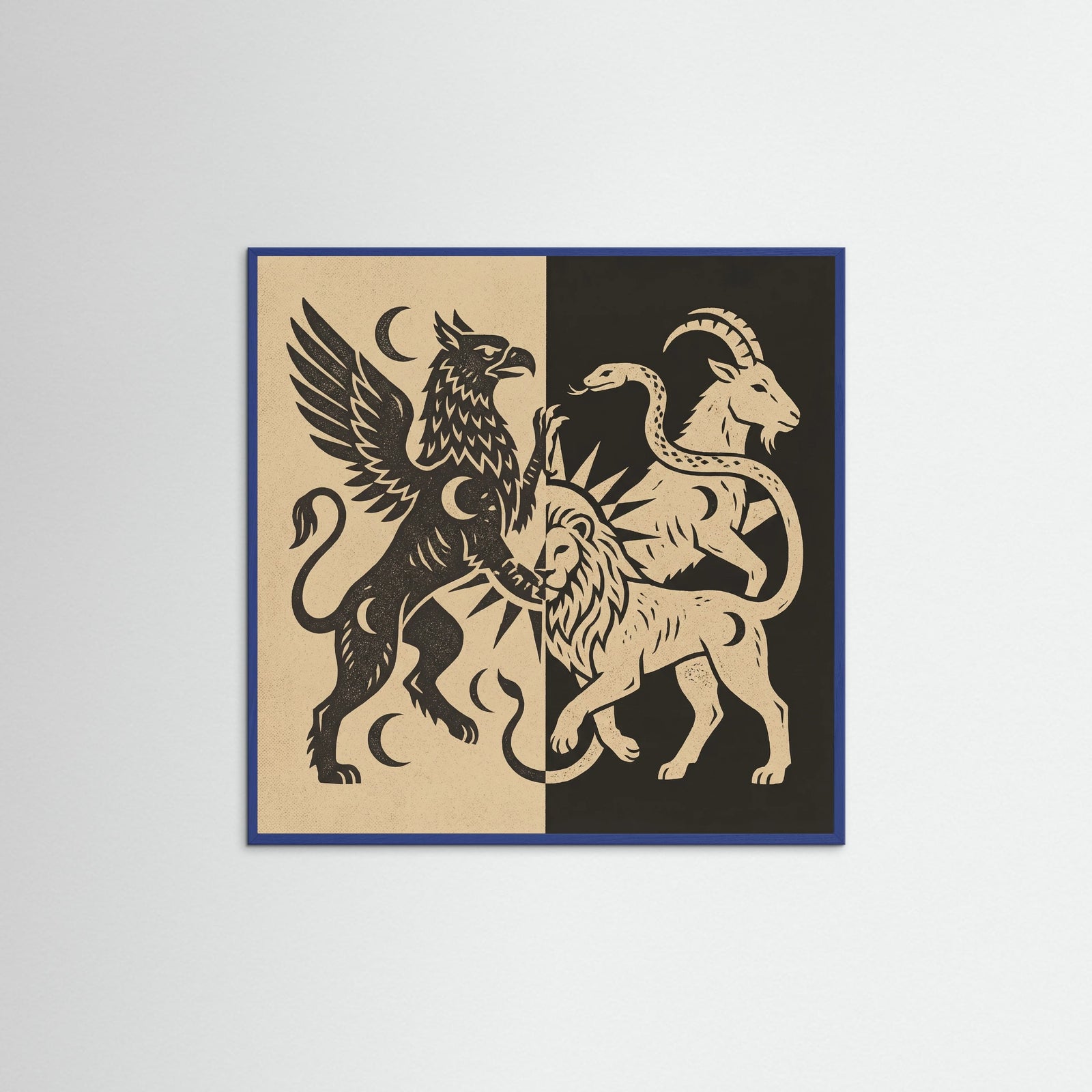 Blue Wood Square Equine Duality