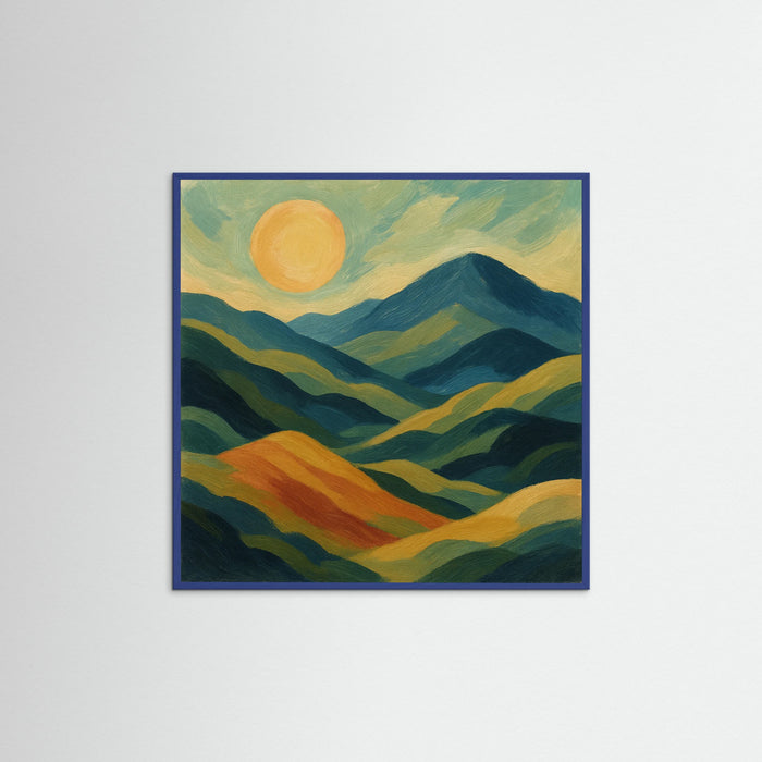 Blue Wood Square Floral Brushstrokes