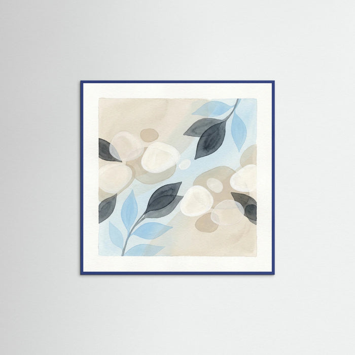 Blue Wood Square Floral Drifts