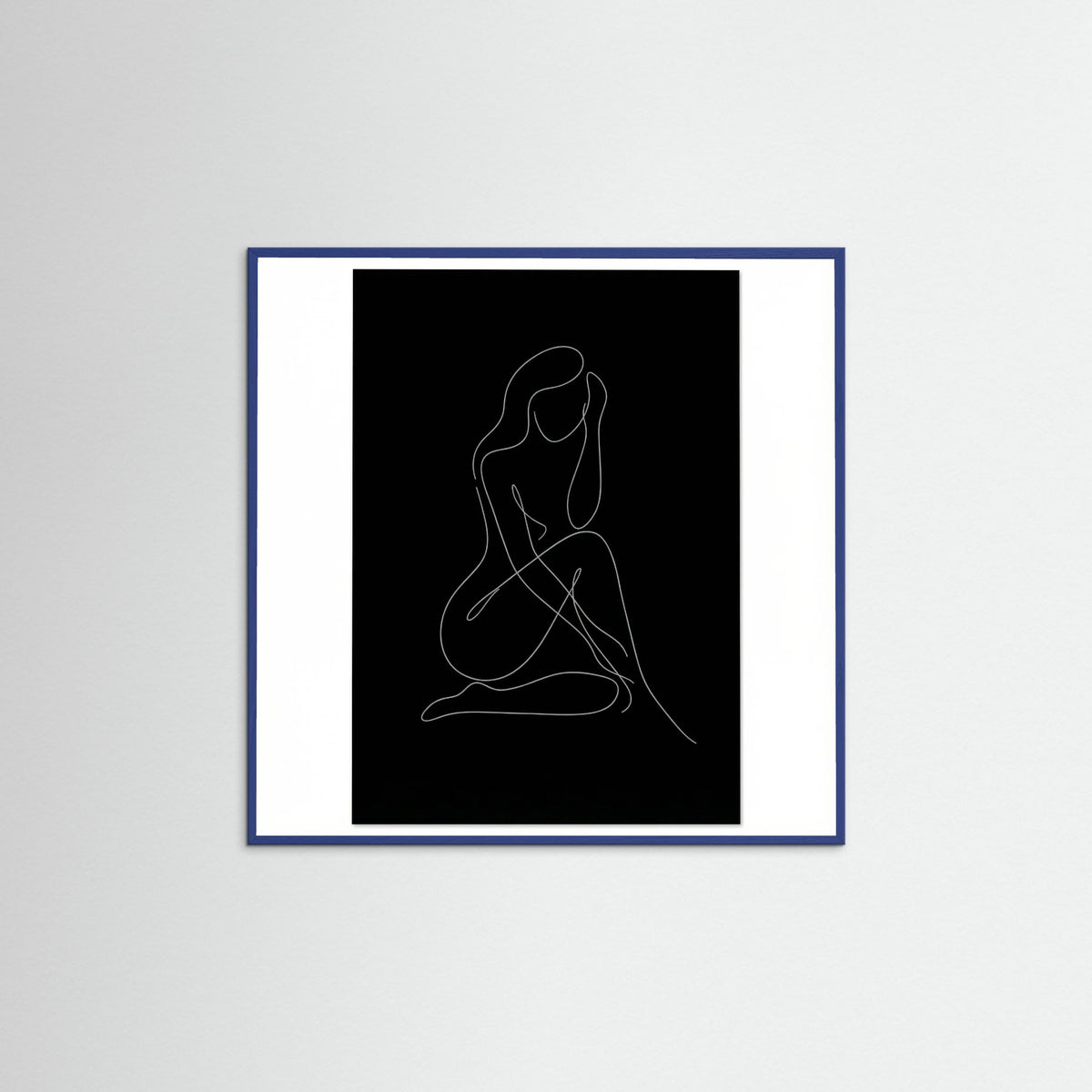 Blue Wood Square Fluid Contours Black