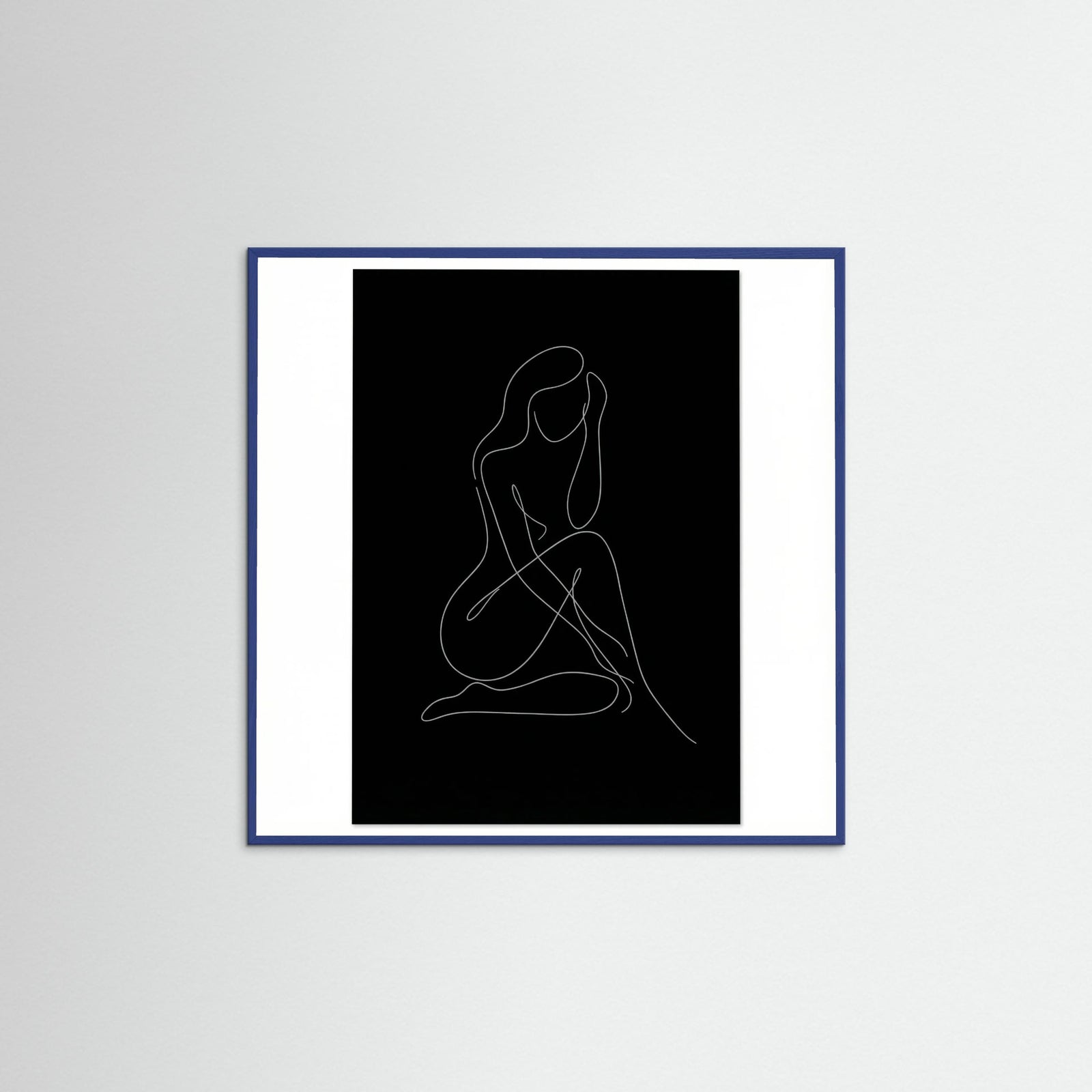 Blue Wood Square Fluid Contours Black