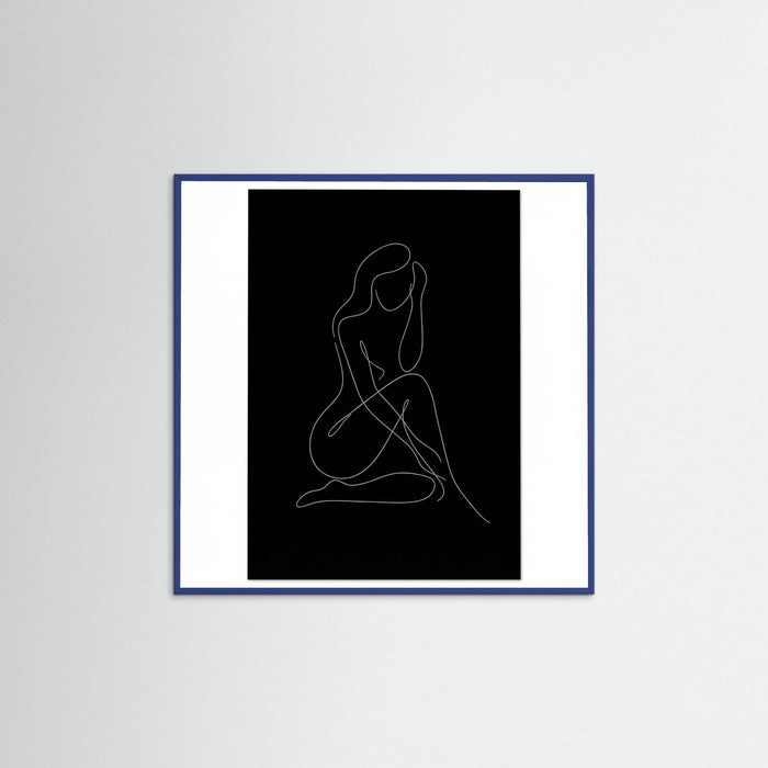 Blue Wood Square Fluid Contours Black