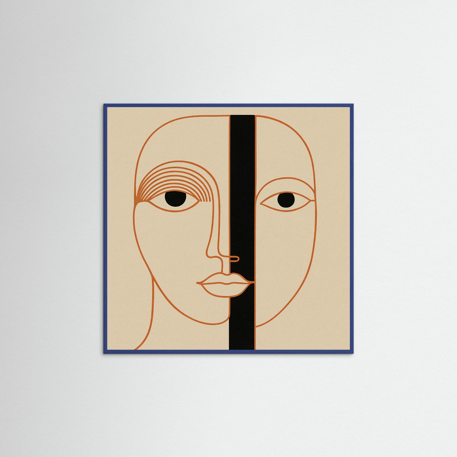Blue Wood Square Geometric Face