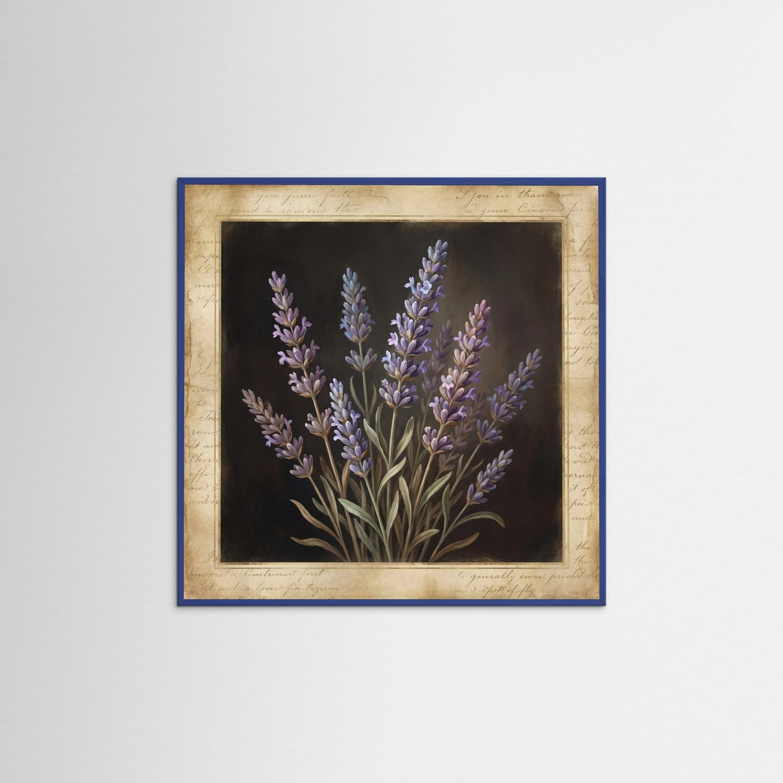 Blue Wood Square Golden Rose Script