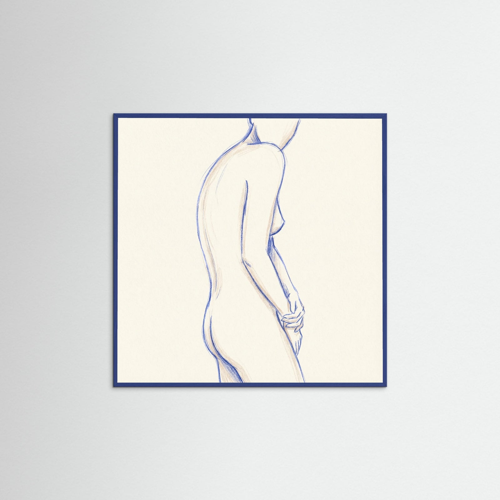 Blue Wood Square Linear Portrait