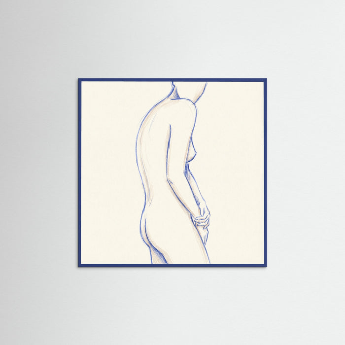 Blue Wood Square Linear Portrait