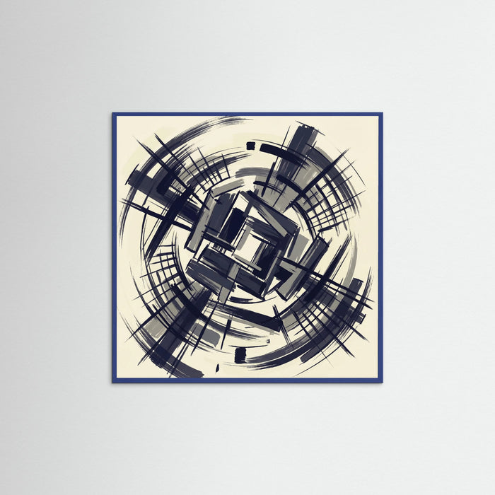 Blue Wood Square Midnight Grid