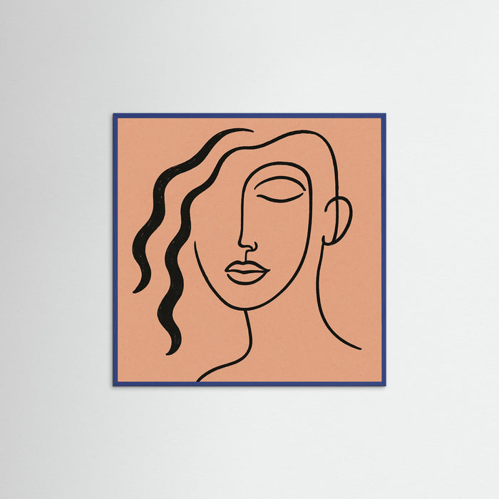 Blue Wood Square Minimalist Portrait