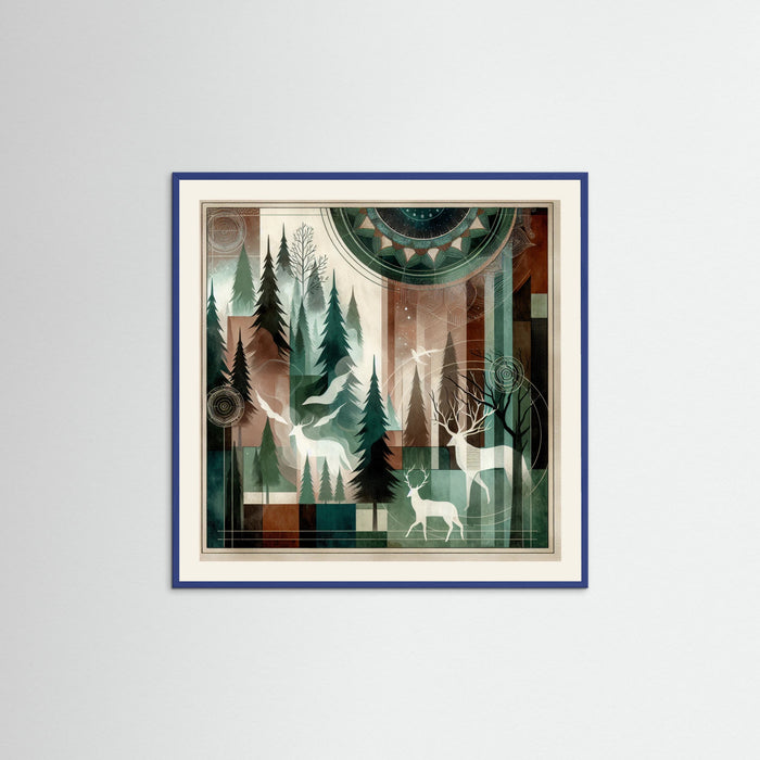 Blue Wood Square Mystical Forest