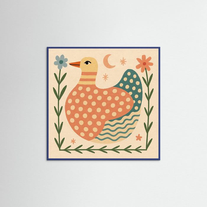 Blue Wood Square Patterned Duck