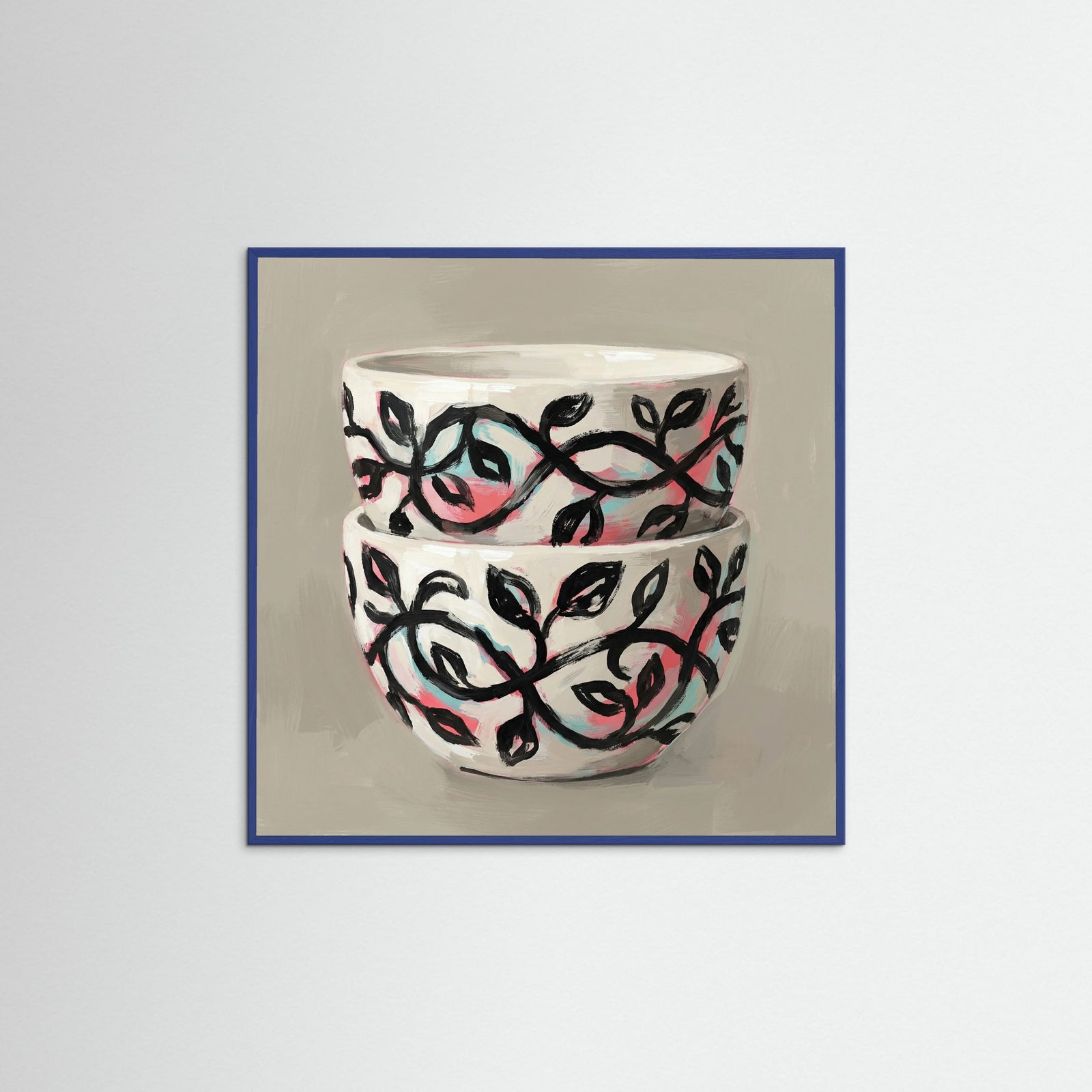 Blue Wood Square Patterned Vessel Bloom