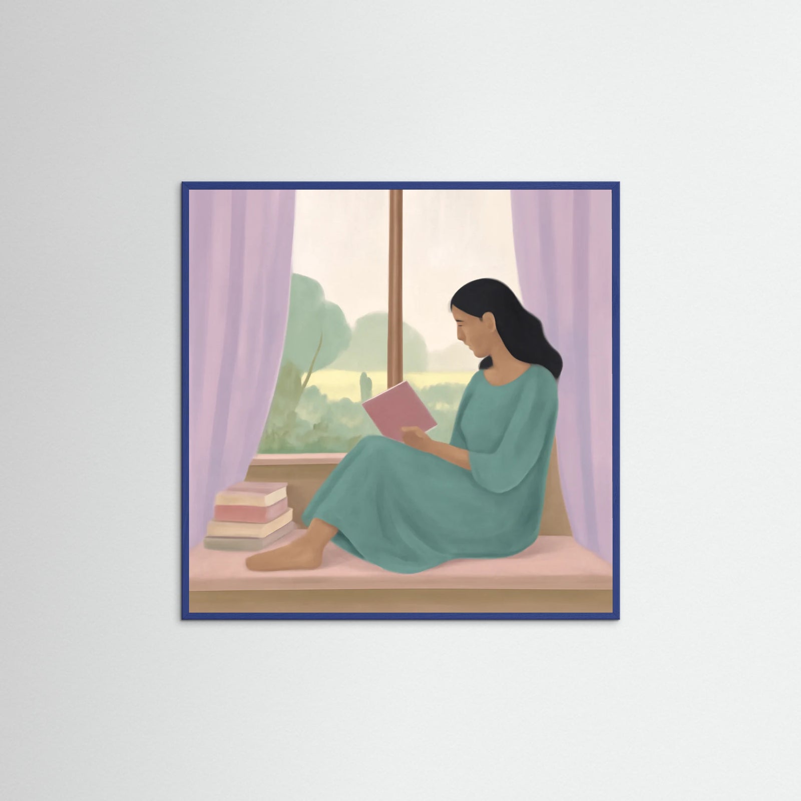 Blue Wood Square Peaceful Reading