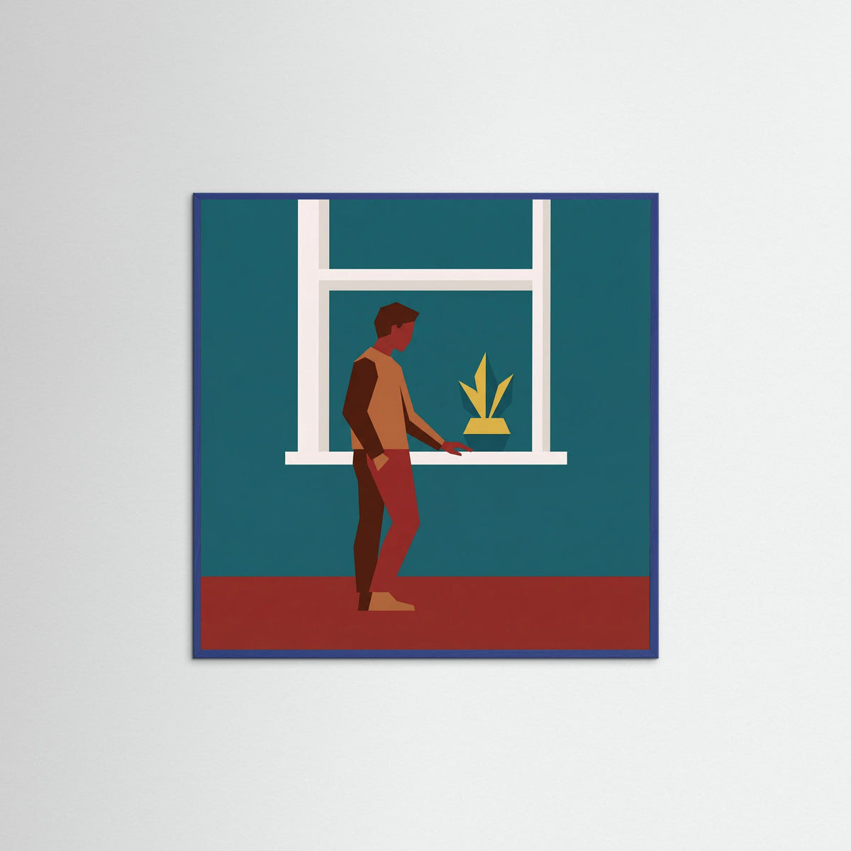 Blue Wood Square Pensive Plaid