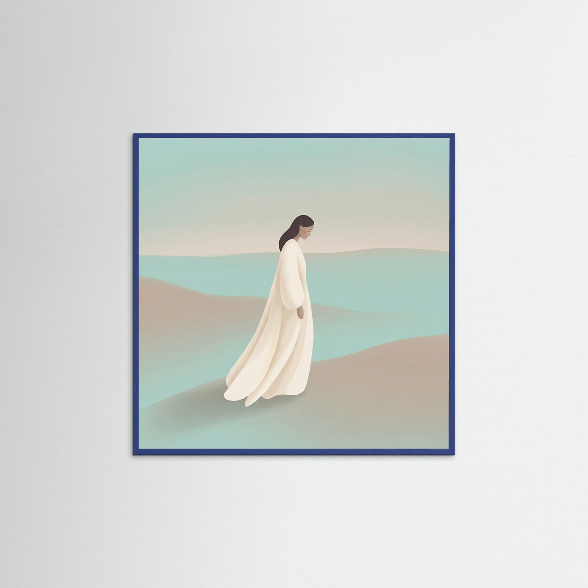 Blue Wood Square Quiet Contemplation Blue