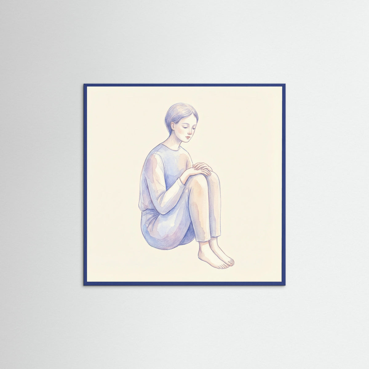 Blue Wood Square Quiet Gaze