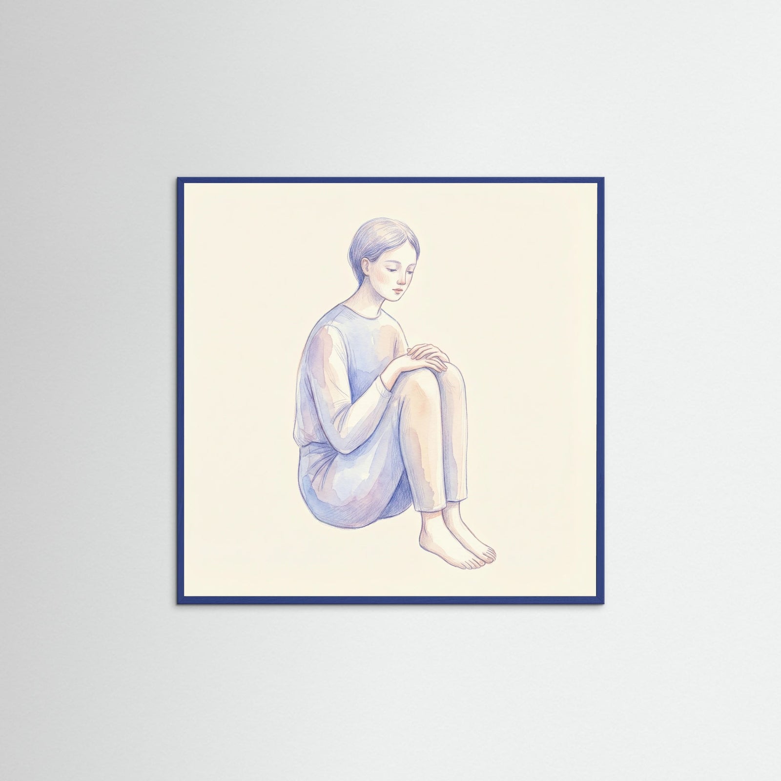 Blue Wood Square Quiet Gaze