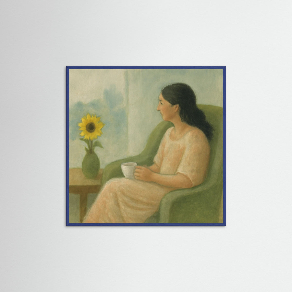 Blue Wood Square Reflective Afternoon